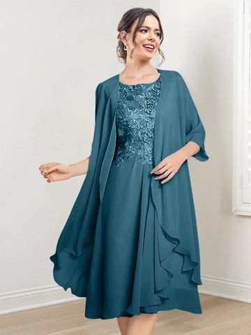 Vestidos de corte princesa/línea A hasta la rodilla para la madre de la novia 