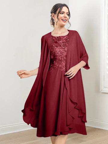 Vestidos de corte princesa/línea A hasta la rodilla para la madre de la novia 