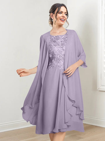 Vestidos de corte princesa/línea A hasta la rodilla para la madre de la novia 