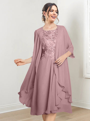 Vestidos de corte princesa/línea A hasta la rodilla para la madre de la novia 