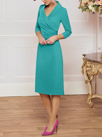 Sheath/Column V-Neck Knee-Length Mother of the Bride Dresses