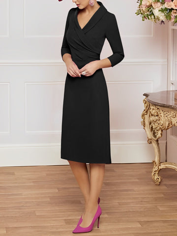 Sheath/Column V-Neck Knee-Length Mother of the Bride Dresses