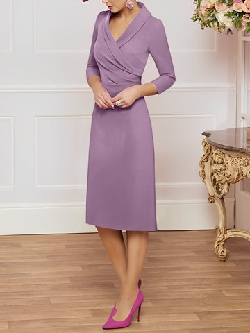 Sheath/Column V-Neck Knee-Length Mother of the Bride Dresses
