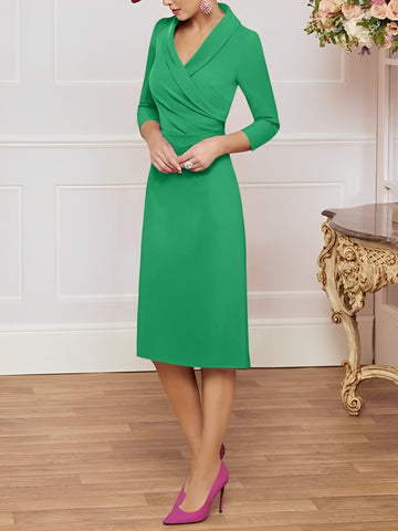 Sheath/Column V-Neck Knee-Length Mother of the Bride Dresses