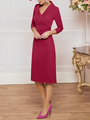Sheath/Column V-Neck Knee-Length Mother of the Bride Dresses