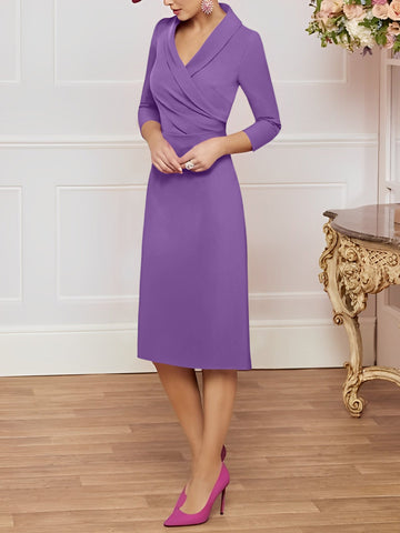 Sheath/Column V-Neck Knee-Length Mother of the Bride Dresses