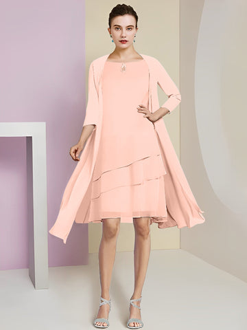 A-Line/Princess Jewel Neck Knee-Length Mother of the Bride Dresses