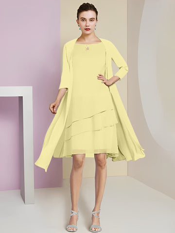 A-Line/Princess Jewel Neck Knee-Length Mother of the Bride Dresses