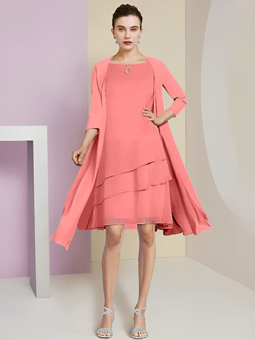 A-Line/Princess Jewel Neck Knee-Length Mother of the Bride Dresses