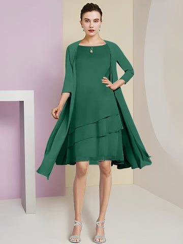 A-Line/Princess Jewel Neck Knee-Length Mother of the Bride Dresses