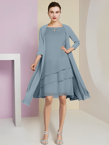 A-Line/Princess Jewel Neck Knee-Length Mother of the Bride Dresses