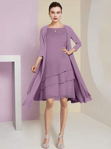 A-Line/Princess Jewel Neck Knee-Length Mother of the Bride Dresses