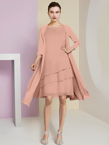 A-Line/Princess Jewel Neck Knee-Length Mother of the Bride Dresses