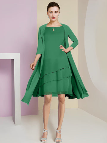 A-Line/Princess Jewel Neck Knee-Length Mother of the Bride Dresses