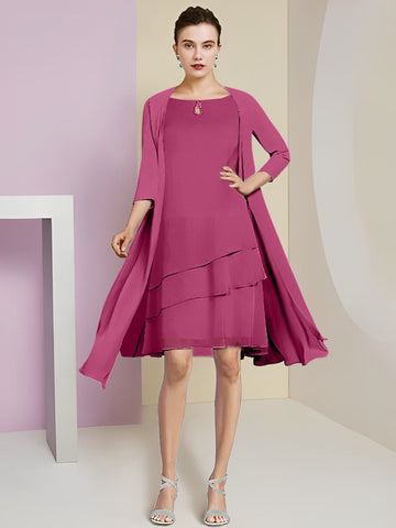 A-Line/Princess Jewel Neck Knee-Length Mother of the Bride Dresses