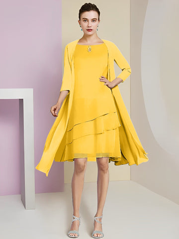 A-Line/Princess Jewel Neck Knee-Length Mother of the Bride Dresses