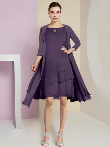 A-Line/Princess Jewel Neck Knee-Length Mother of the Bride Dresses