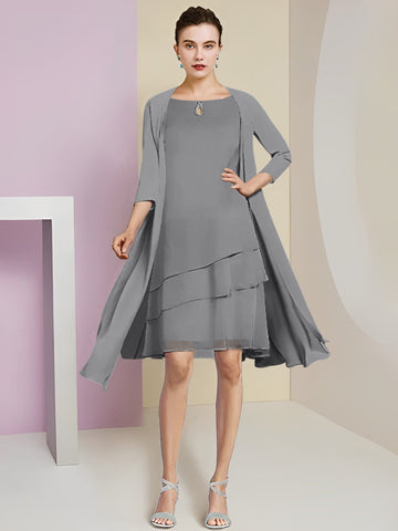 A-Line/Princess Jewel Neck Knee-Length Mother of the Bride Dresses