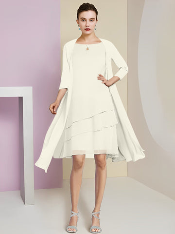 A-Line/Princess Jewel Neck Knee-Length Mother of the Bride Dresses