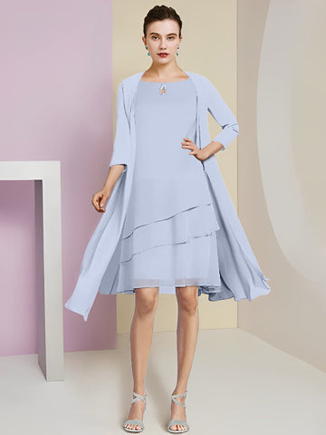 A-Line/Princess Jewel Neck Knee-Length Mother of the Bride Dresses