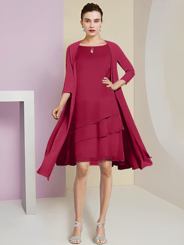 A-Line/Princess Jewel Neck Knee-Length Mother of the Bride Dresses