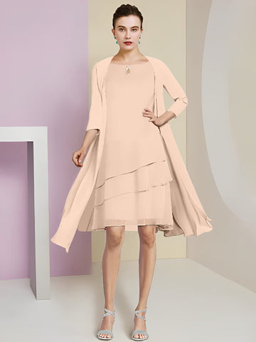 A-Line/Princess Jewel Neck Knee-Length Mother of the Bride Dresses