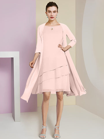 A-Line/Princess Jewel Neck Knee-Length Mother of the Bride Dresses