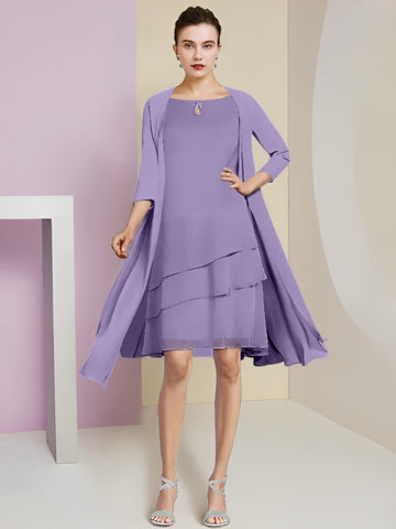 A-Line/Princess Jewel Neck Knee-Length Mother of the Bride Dresses