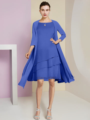 A-Line/Princess Jewel Neck Knee-Length Mother of the Bride Dresses