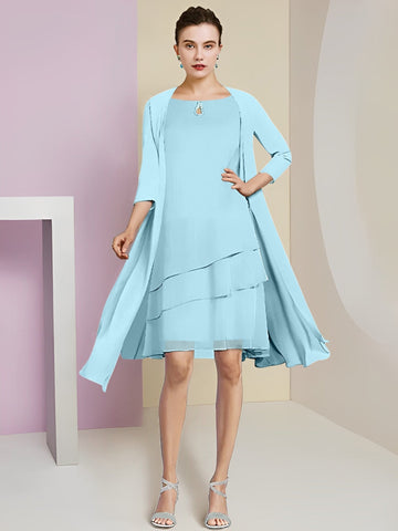 A-Line/Princess Jewel Neck Knee-Length Mother of the Bride Dresses