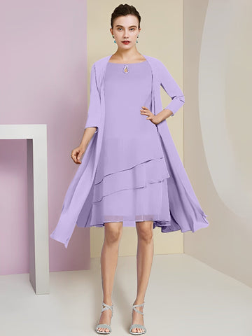 A-Line/Princess Jewel Neck Knee-Length Mother of the Bride Dresses