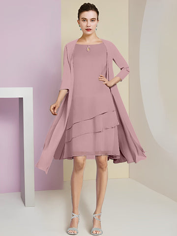 A-Line/Princess Jewel Neck Knee-Length Mother of the Bride Dresses