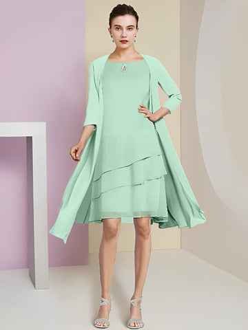 A-Line/Princess Jewel Neck Knee-Length Mother of the Bride Dresses