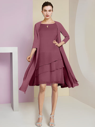 A-Line/Princess Jewel Neck Knee-Length Mother of the Bride Dresses