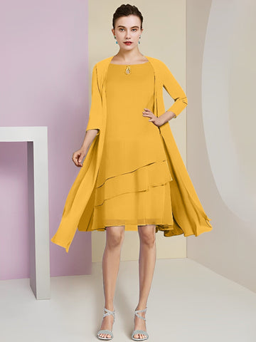 A-Line/Princess Jewel Neck Knee-Length Mother of the Bride Dresses