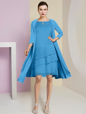 A-Line/Princess Jewel Neck Knee-Length Mother of the Bride Dresses