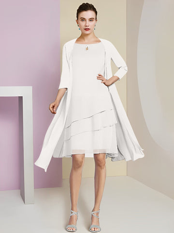 A-Line/Princess Jewel Neck Knee-Length Mother of the Bride Dresses