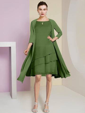 A-Line/Princess Jewel Neck Knee-Length Mother of the Bride Dresses