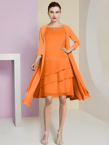 A-Line/Princess Jewel Neck Knee-Length Mother of the Bride Dresses