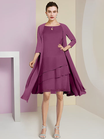 A-Line/Princess Jewel Neck Knee-Length Mother of the Bride Dresses