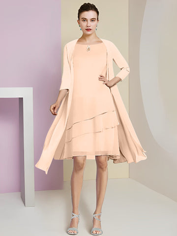 A-Line/Princess Jewel Neck Knee-Length Mother of the Bride Dresses