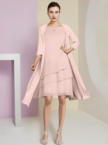 A-Line/Princess Jewel Neck Knee-Length Mother of the Bride Dresses