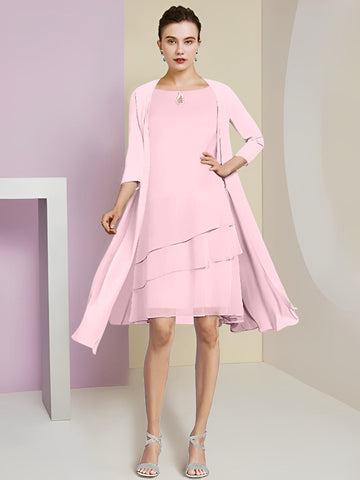 A-Line/Princess Jewel Neck Knee-Length Mother of the Bride Dresses