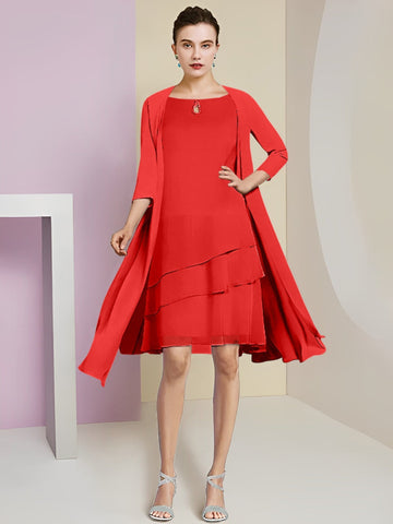 A-Line/Princess Jewel Neck Knee-Length Mother of the Bride Dresses