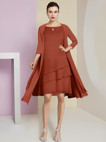 A-Line/Princess Jewel Neck Knee-Length Mother of the Bride Dresses