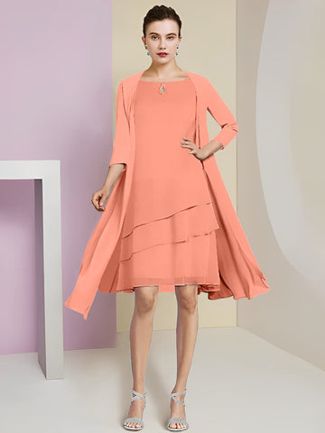 A-Line/Princess Jewel Neck Knee-Length Mother of the Bride Dresses