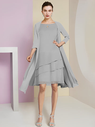 A-Line/Princess Jewel Neck Knee-Length Mother of the Bride Dresses