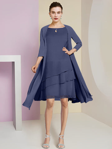 A-Line/Princess Jewel Neck Knee-Length Mother of the Bride Dresses