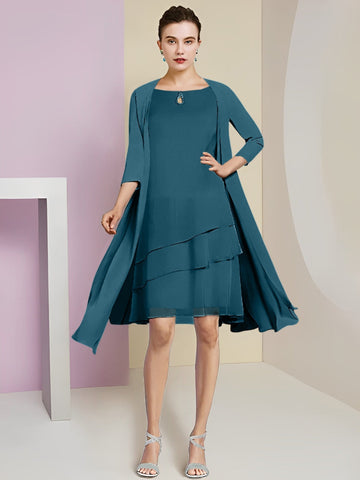 A-Line/Princess Jewel Neck Knee-Length Mother of the Bride Dresses