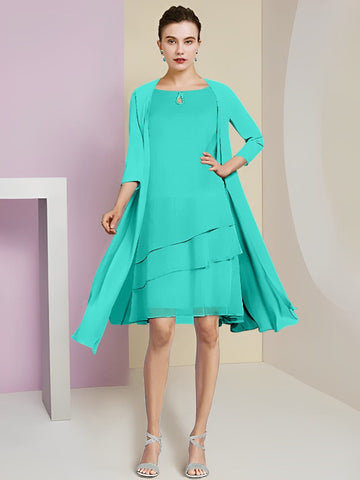 A-Line/Princess Jewel Neck Knee-Length Mother of the Bride Dresses